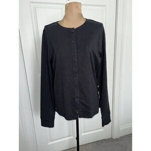 Madewell Ribbed Button Front Cardigan Black Size L NT933